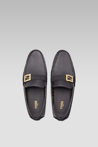 Fendi Black Leather Driver Loafer