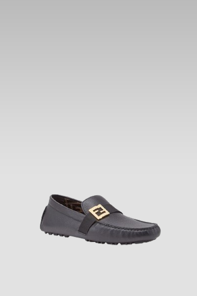 Fendi Black Leather Driver Loafer
