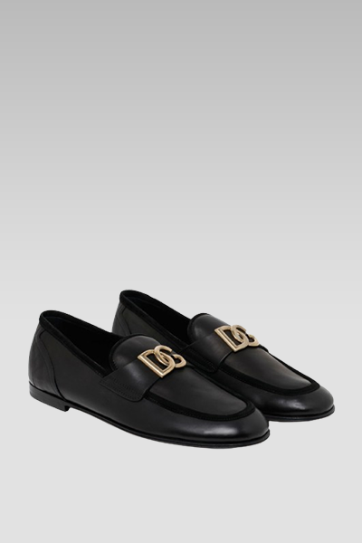 Brushed Leather Loafer with Logo