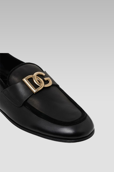 Brushed Leather Loafer with Logo