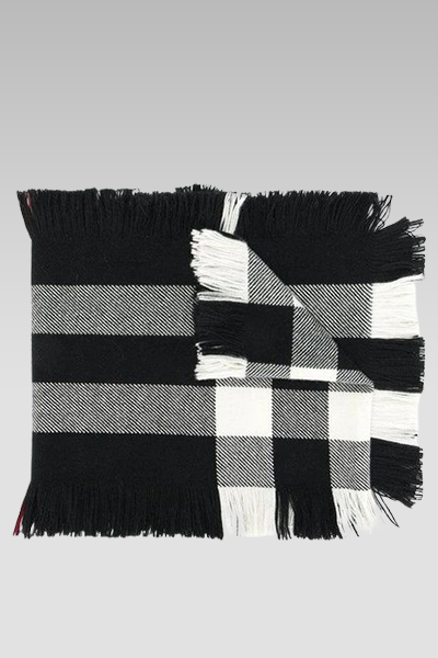 Burberry Fringed Check Wool Scarf