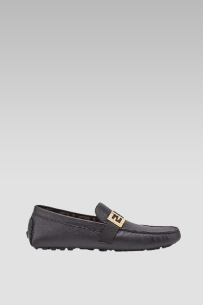 Fendi Black Leather Driver Loafer