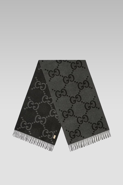 Gucci Jacquard Cashmere Scarf Black