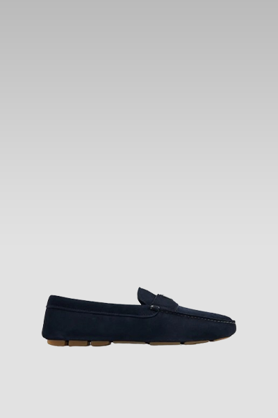 Prada Blue Suede Loafer Badge on Top