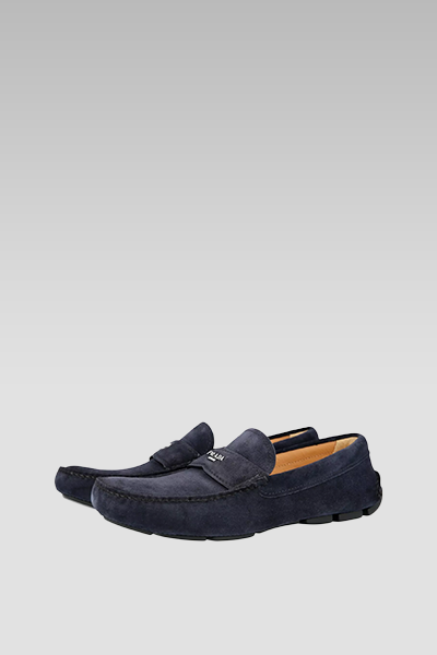 Prada Blue Suede Loafer Badge on Top